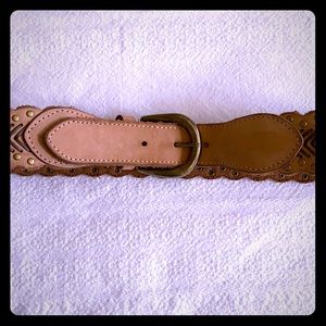Tan studded leather Anthropologie belt